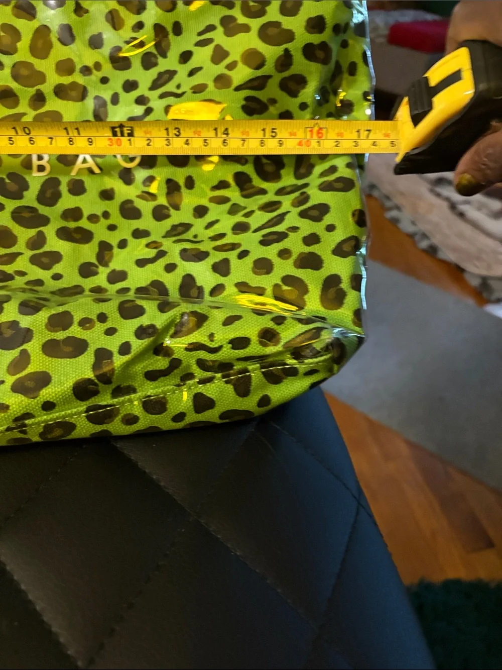 Green Leopard Print Tote Bag -